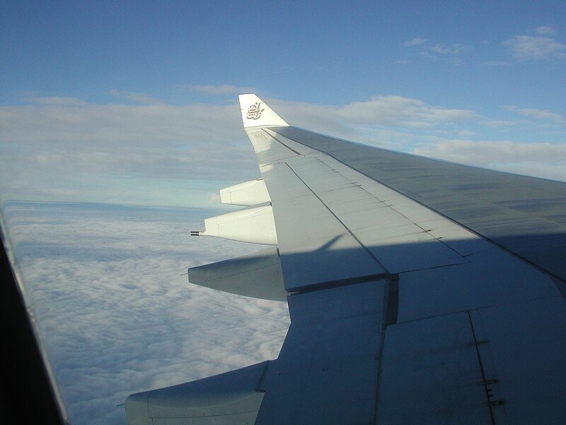 Airplane Wing in Flight — Blue, Serene