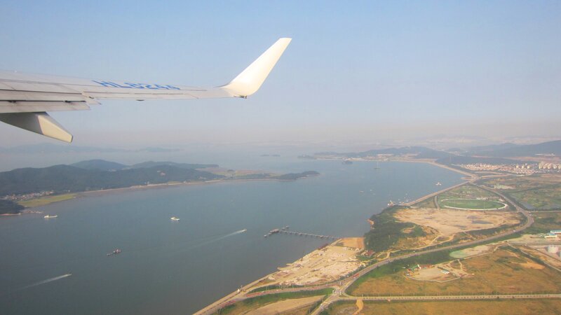 Airplane Wing over Bay