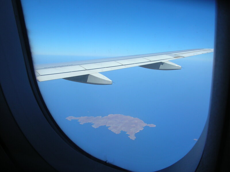 Airplane Wing over Island