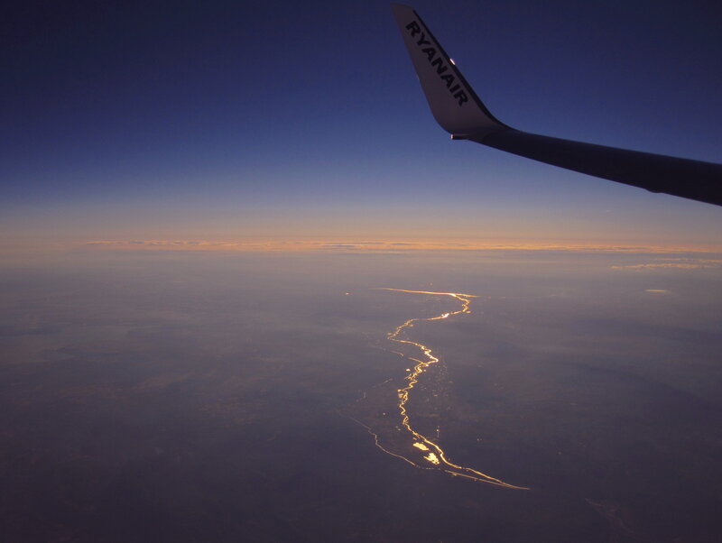 Airplane Wing View — Blue