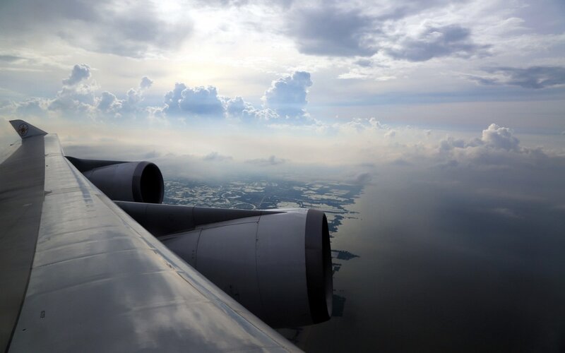 airplane wing view from window