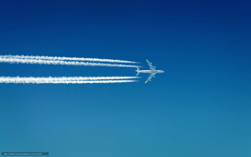Airplane with Contrails — Blue, Serene