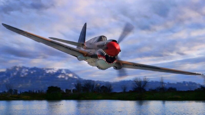 Airplane with Shark Mouth — Blue