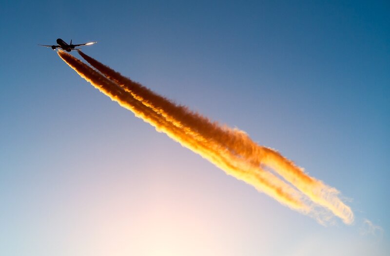 Airplane with Smoke Trails — Blue