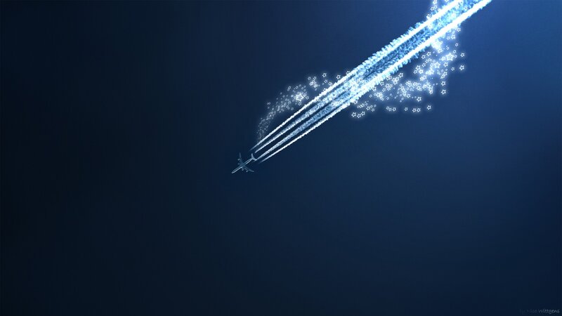 airplane with star trails