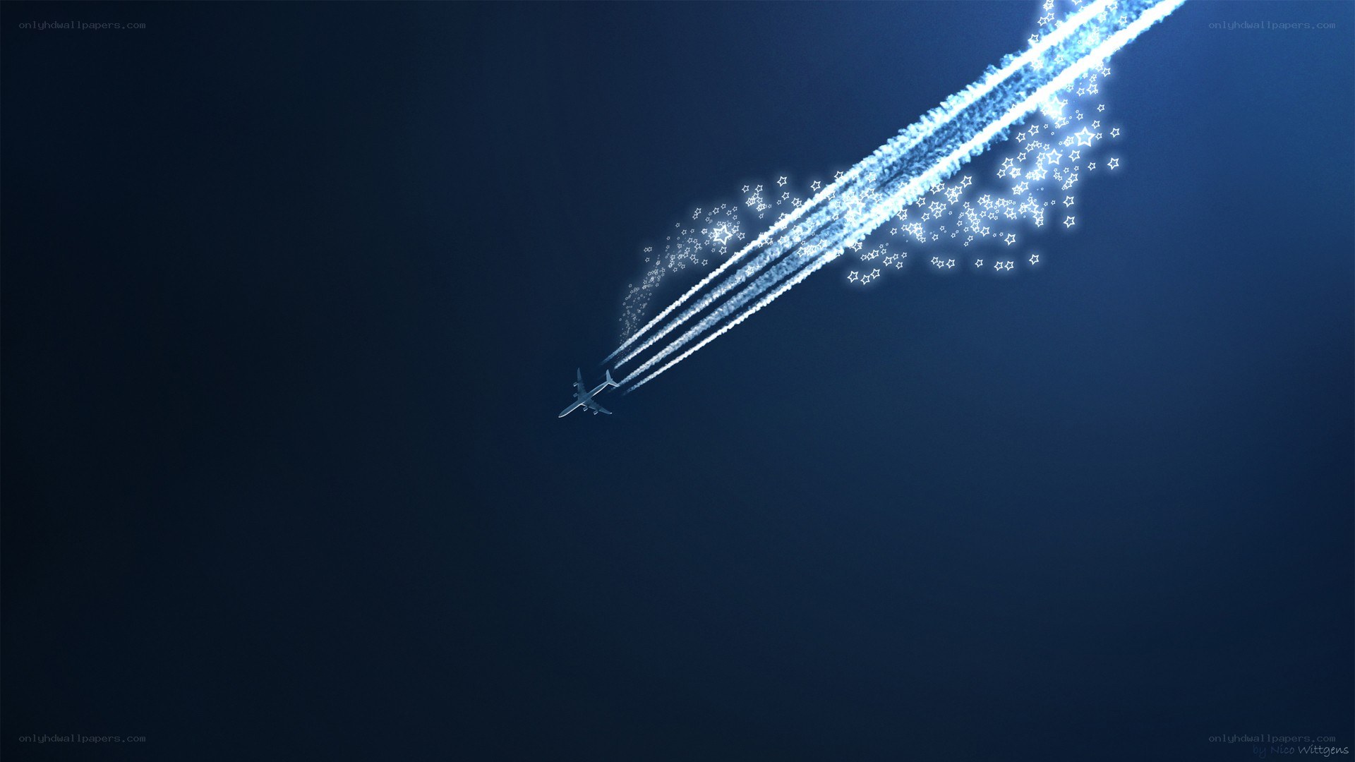 airplane with star trails