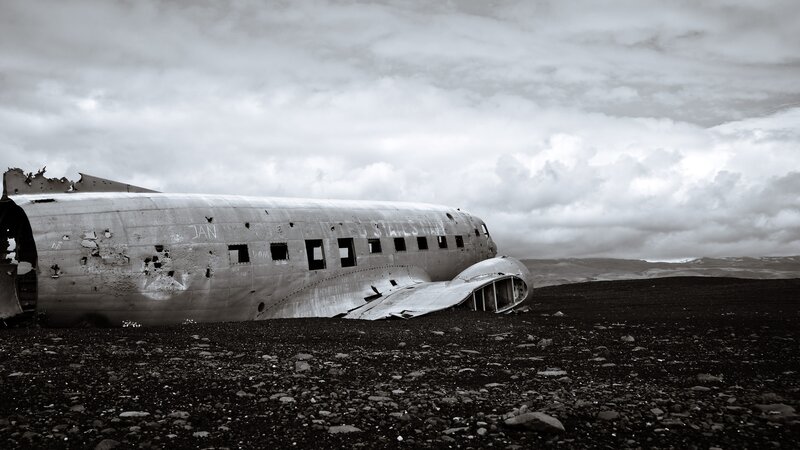 Airplane Wreckage — Black, Dramatic