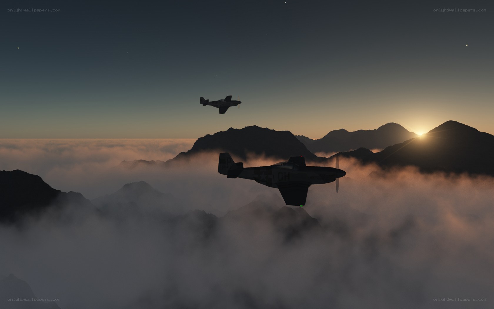 Airplanes above the clouds