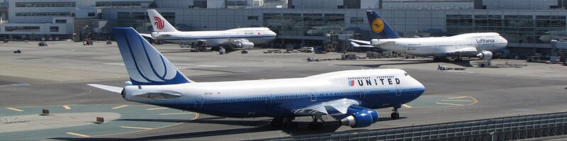 Airplanes at an airport tarmac