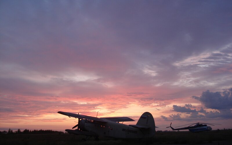 Airplanes at sunset