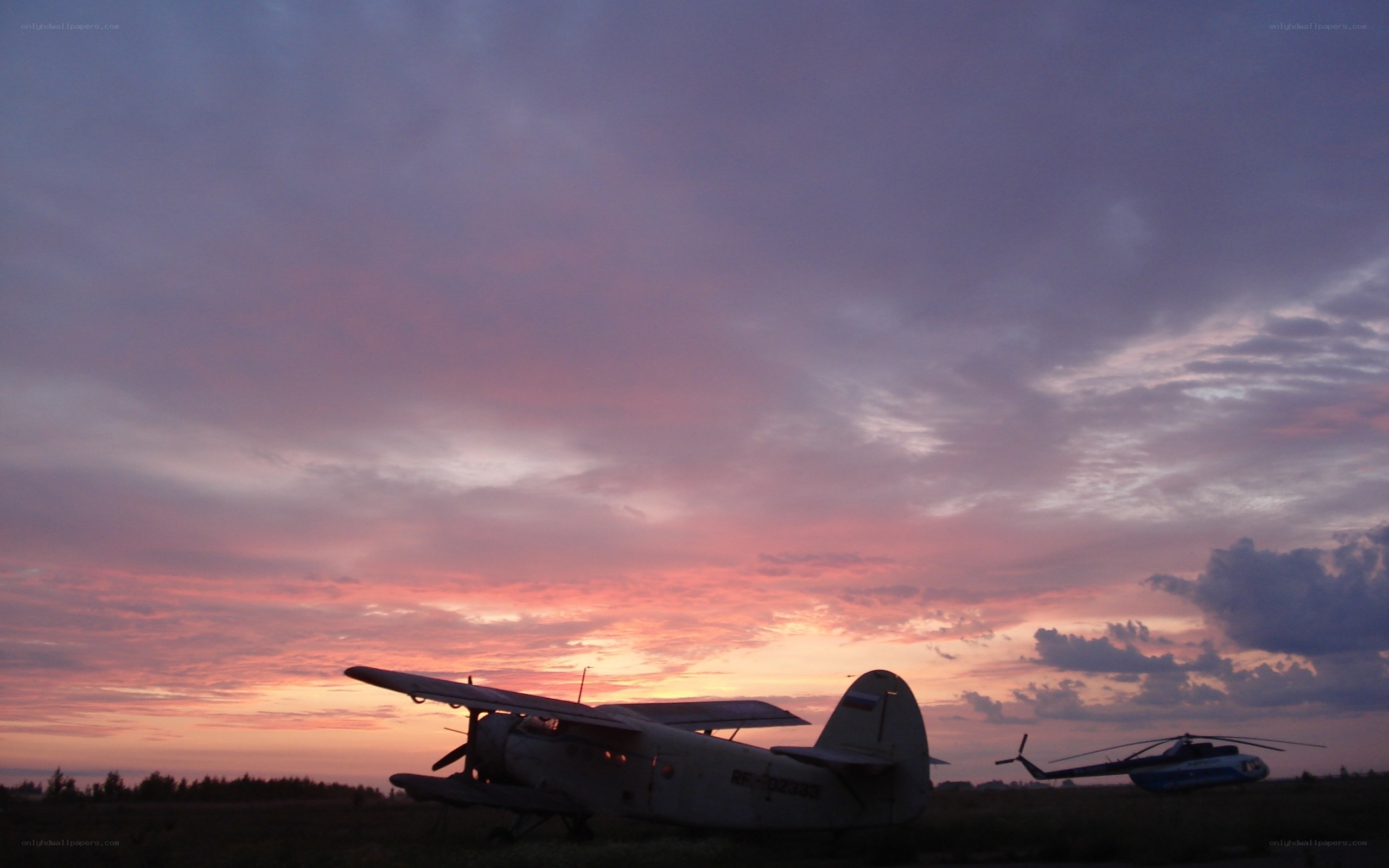 Airplanes at sunset