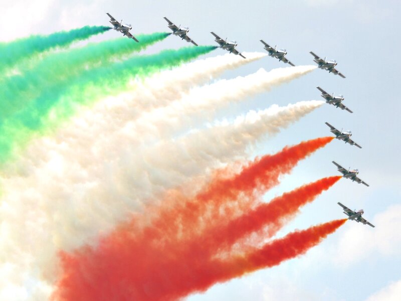 Airplanes Flying in Formation — Green