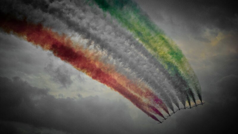 Airplanes Flying in Formation — Red