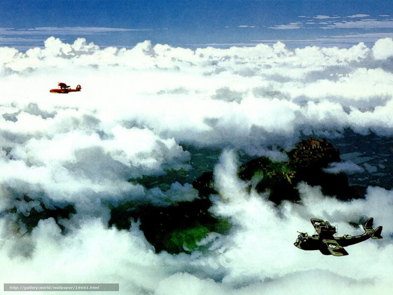 Airplanes flying over clouds