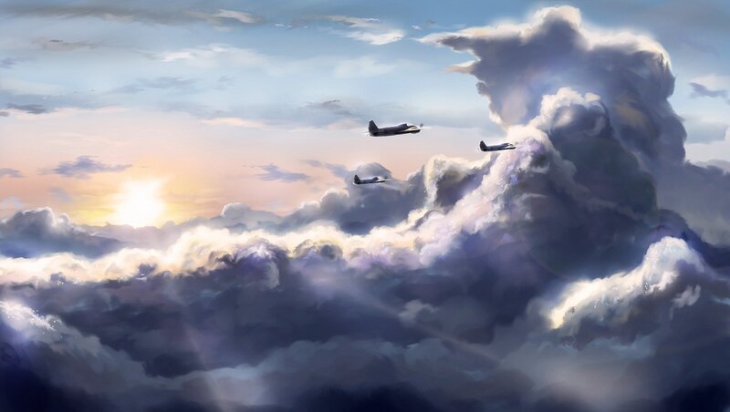Airplanes Flying Through Clouds