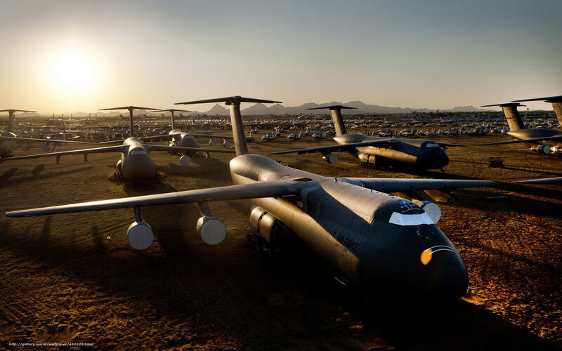 Airplanes in a desert boneyard
