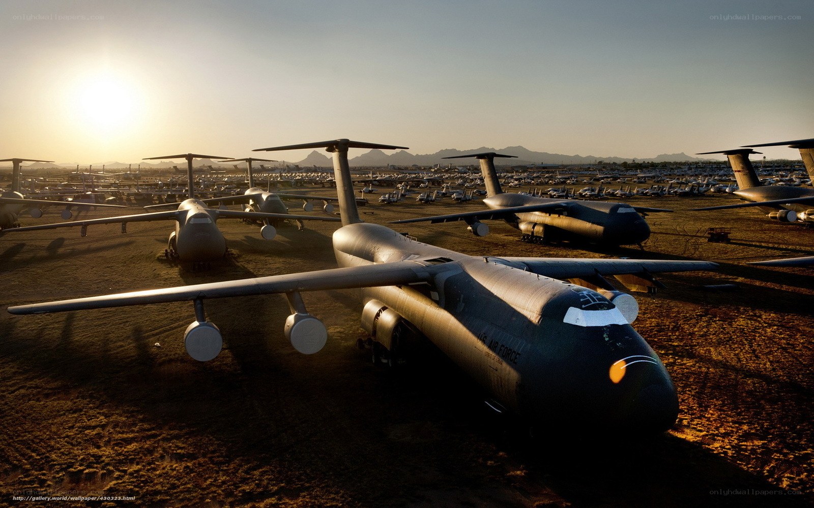 Airplanes in a desert boneyard
