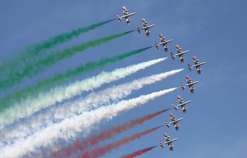 Airplanes in Formation — Blue, Dramatic, Afternoon