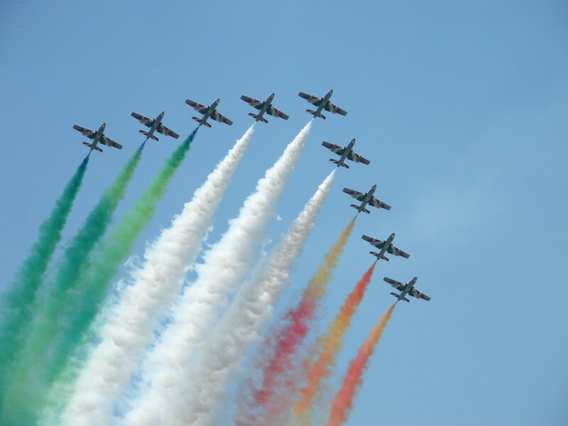 Airplanes in Formation — Blue, Dynamic, Afternoon, Photograph