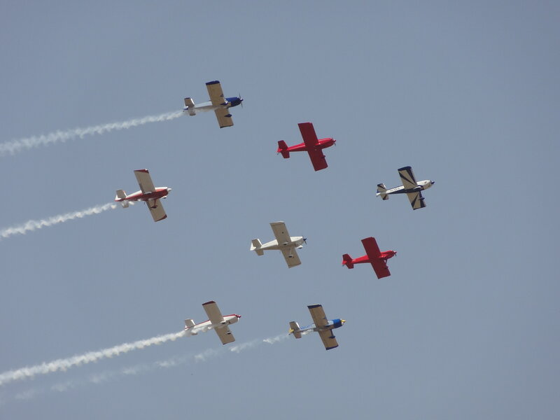 Airplanes in Formation — Blue, Dynamic, Afternoon