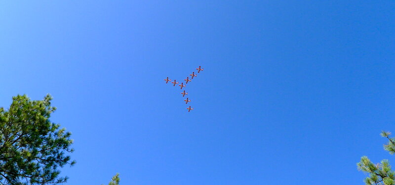 Airplanes in Formation — Blue, Serene