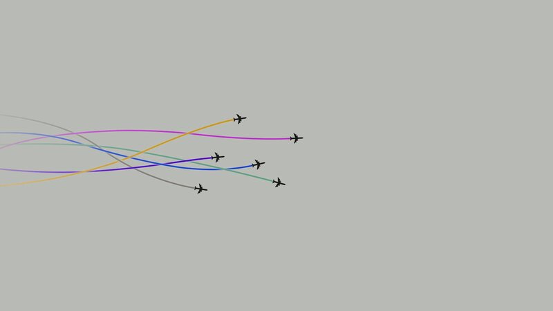 Airplanes in Formation — Gray, Calm, Vector Art