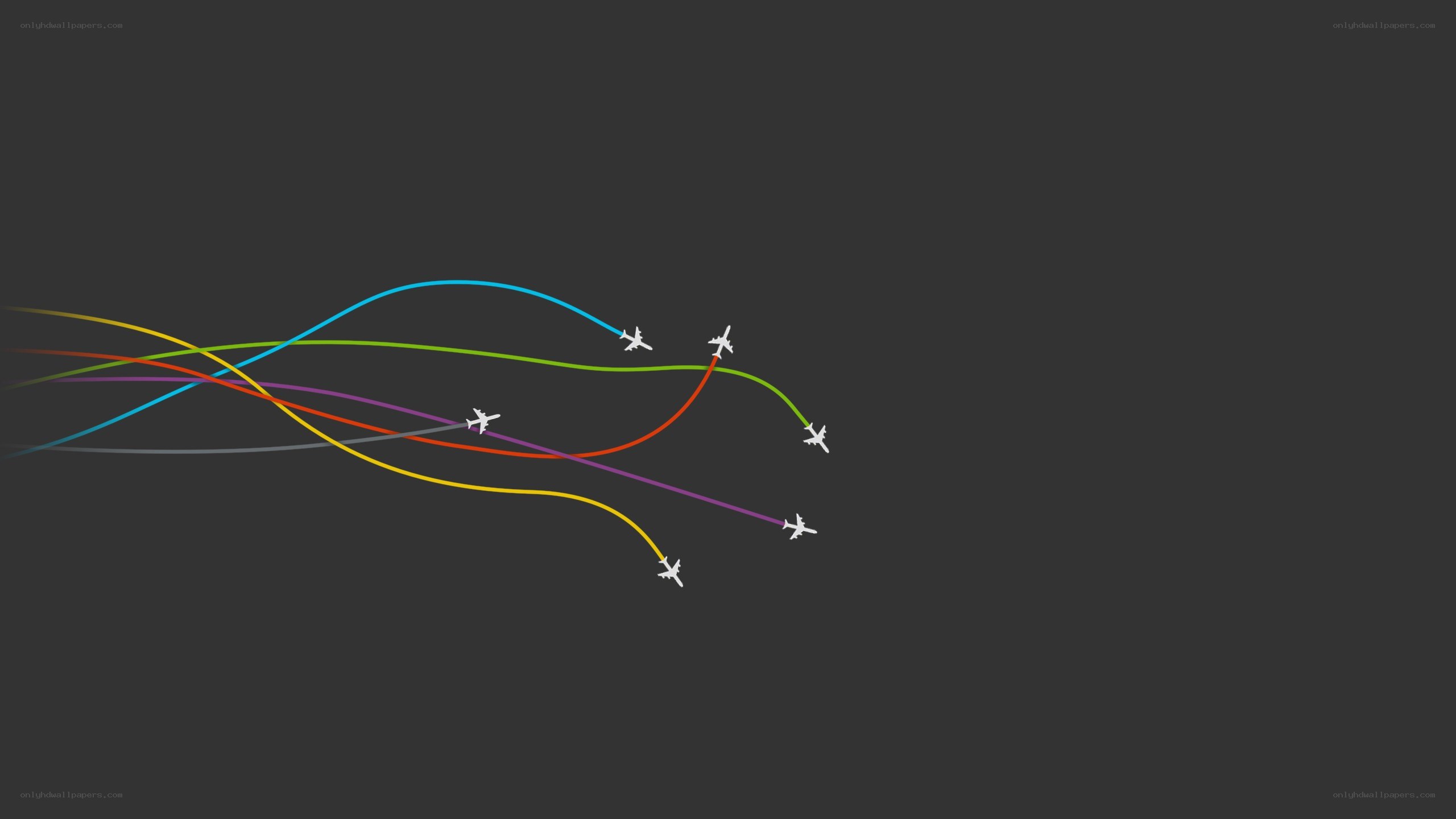 airplanes leaving colorful trails