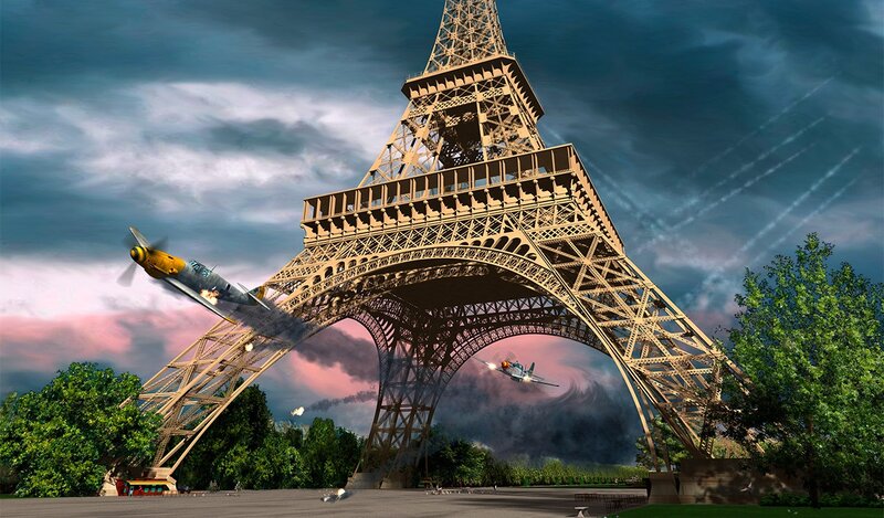 Airplanes Near Eiffel Tower