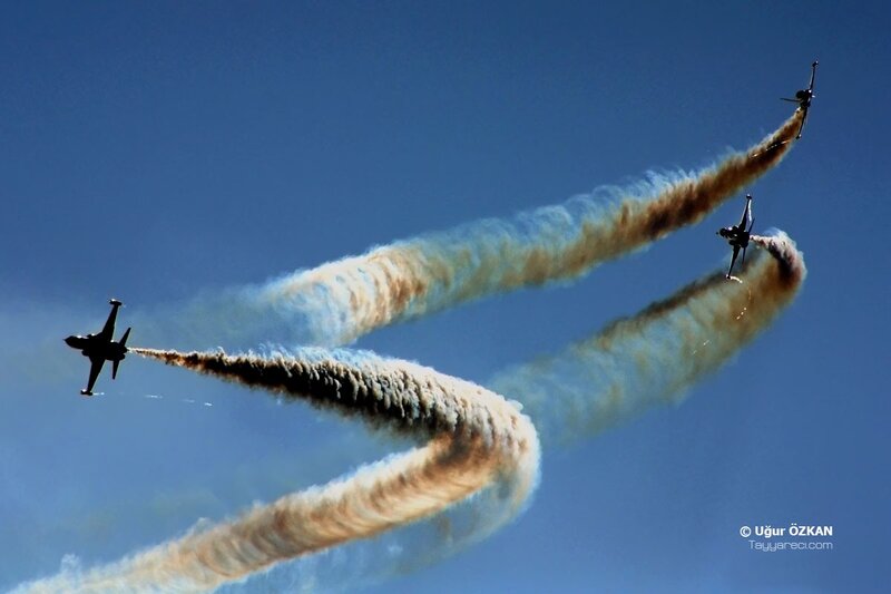Airplanes Performing Aerobatics — Blue, Dramatic, Afternoon, Photograph, Smoke Trails, Blue Sky