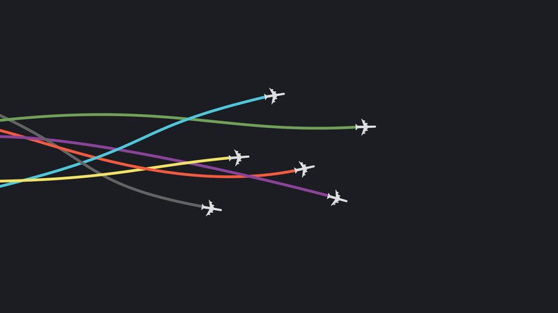 Airplanes with Colored Trails — Black, Calm