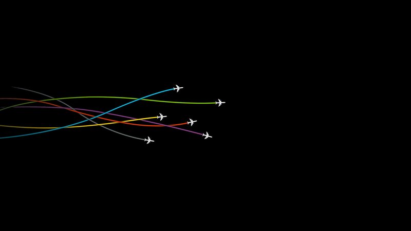 Airplanes with Colored Trails — Black, Dynamic