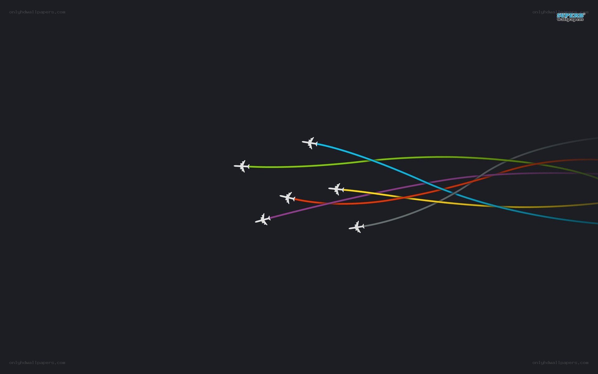 airplanes with colorful trails