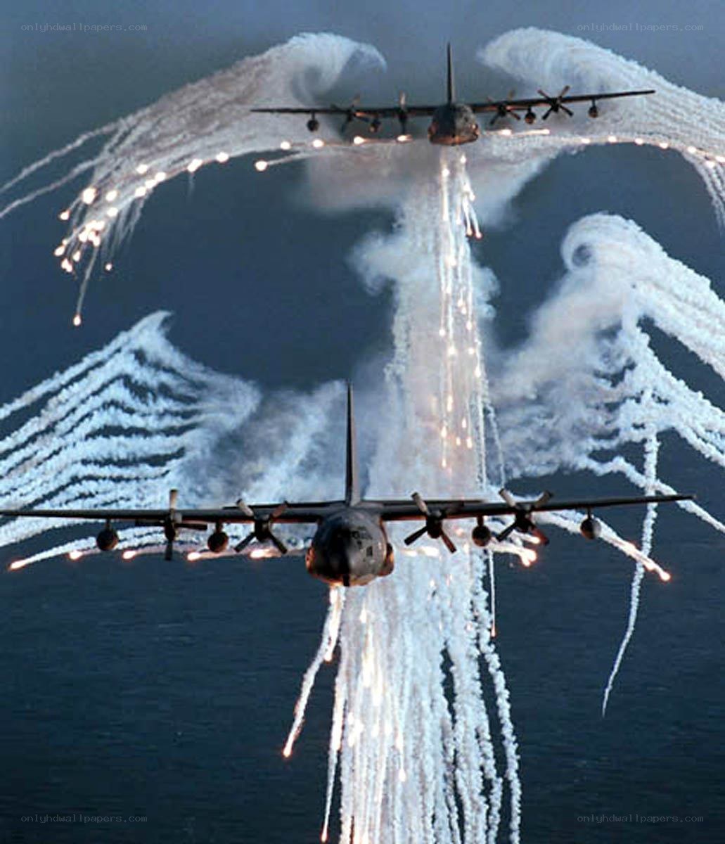 Airplanes with smoke trails