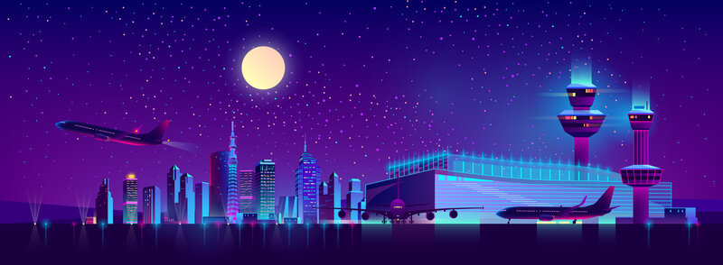 Airport at Night — Purple