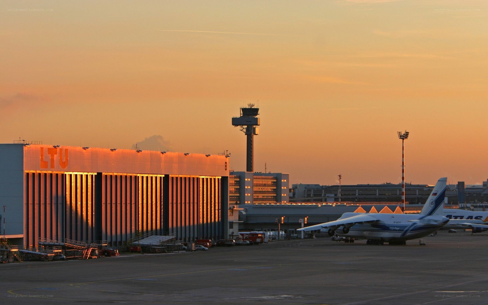 Airport at sunset