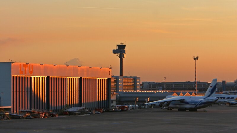 Airport at sunset