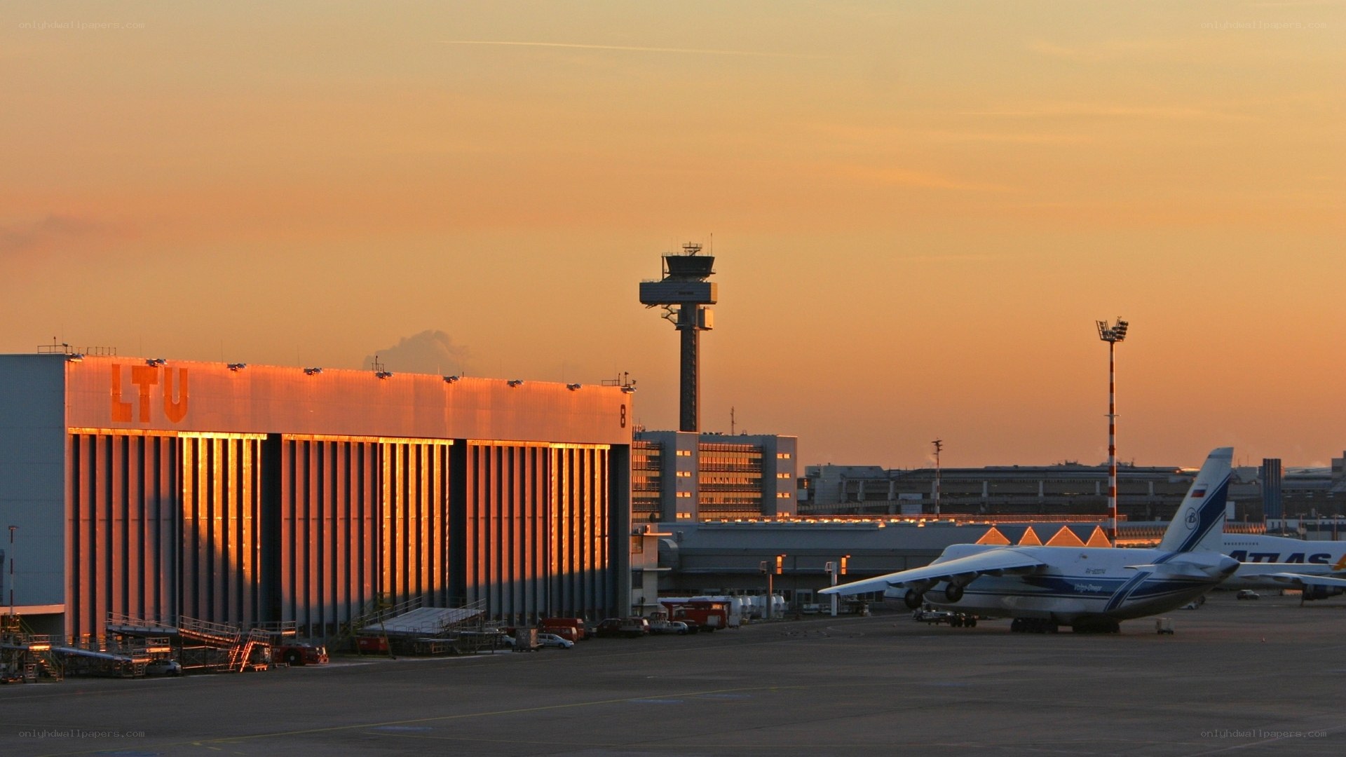 Airport at sunset