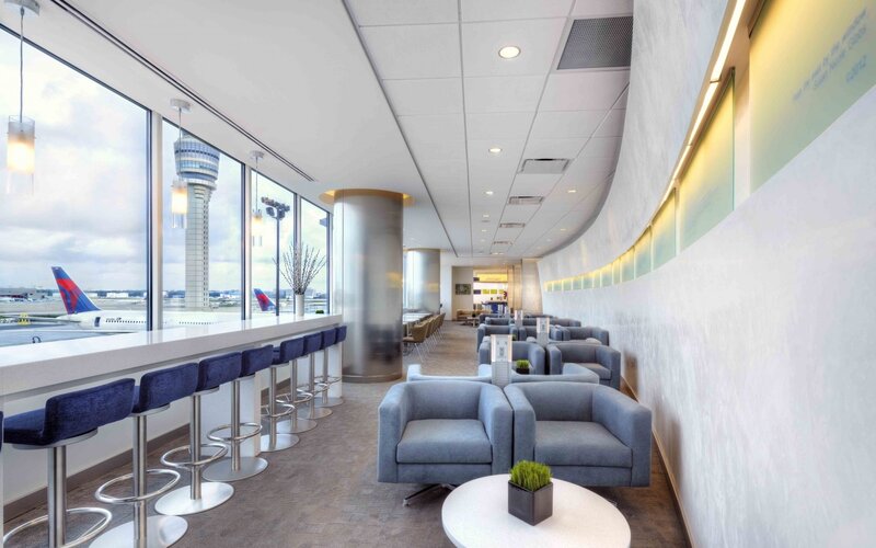 Airport lounge with runway view