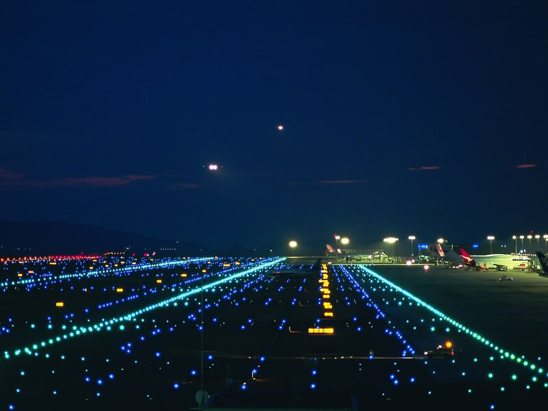 Airport Runway at Night — Blue, Calm