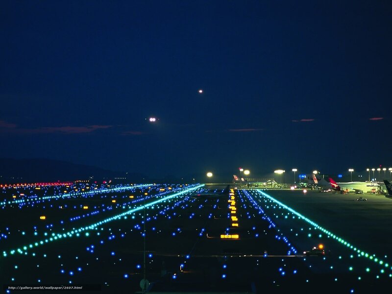 Airport Runway at Night