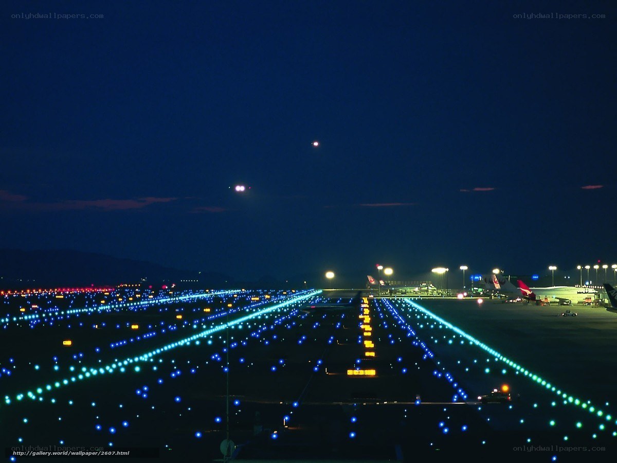 Airport Runway at Night