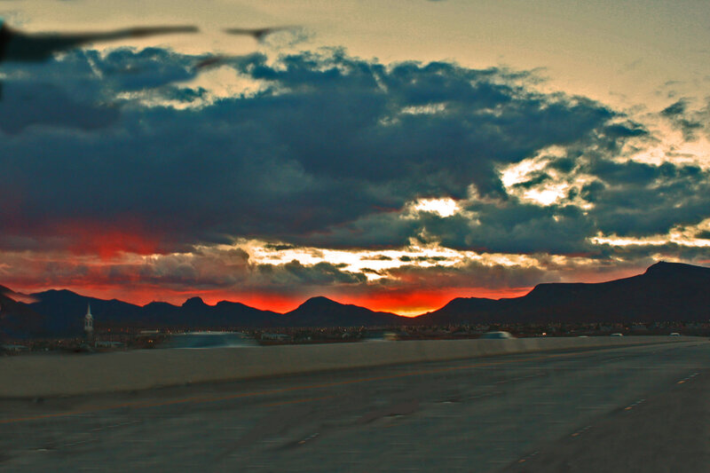 Airport Runway at Sunset