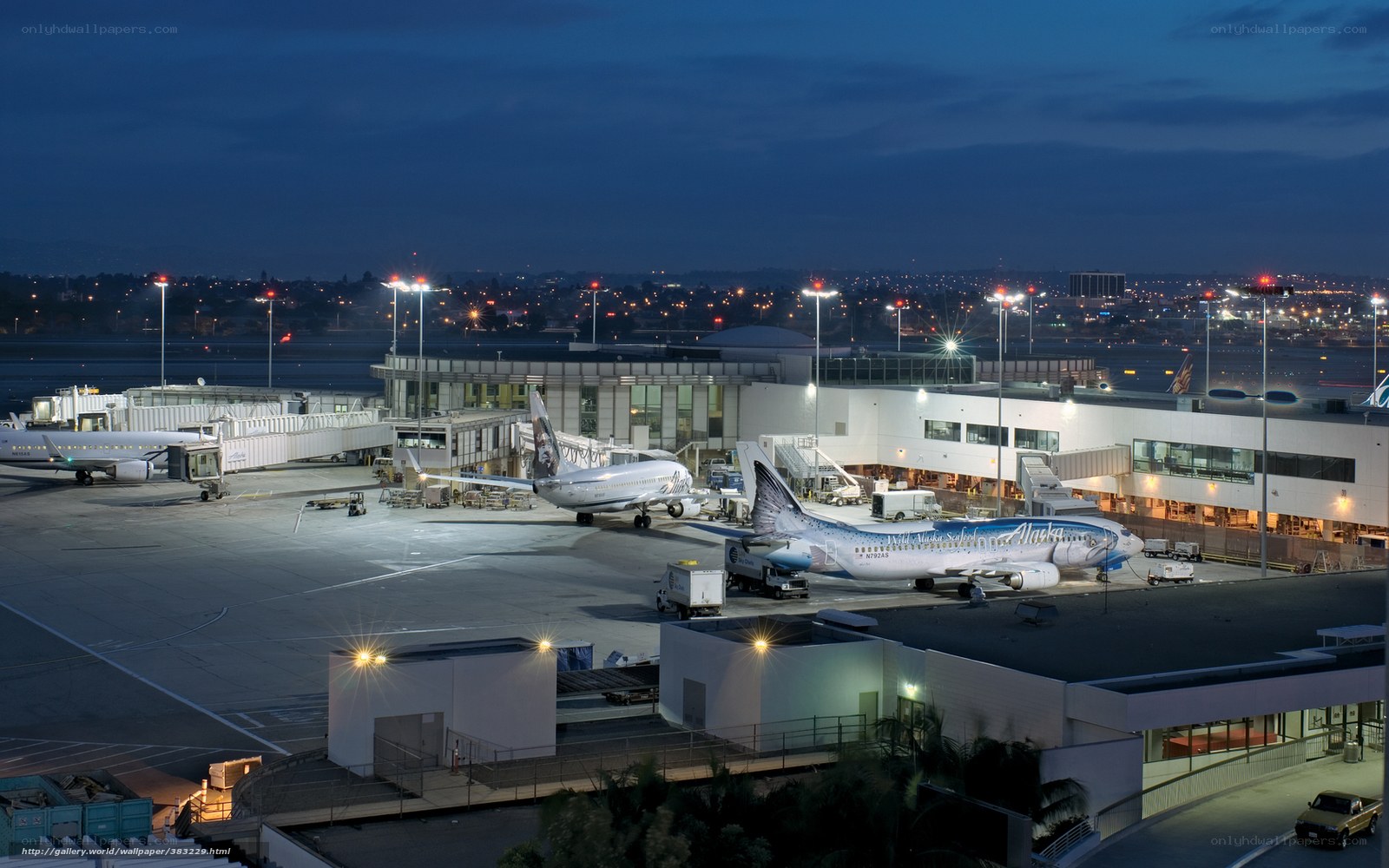 Airport tarmac at dusk