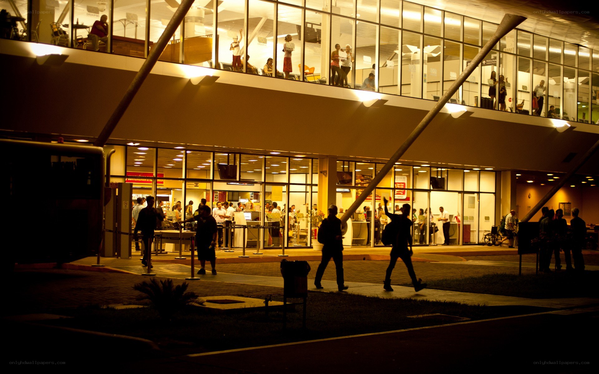 Airport terminal at night