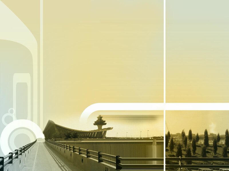 Airport terminal at sunset