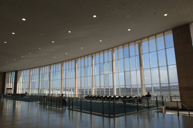 Airport terminal with large windows
