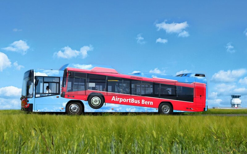 AirportBus Bern in a field