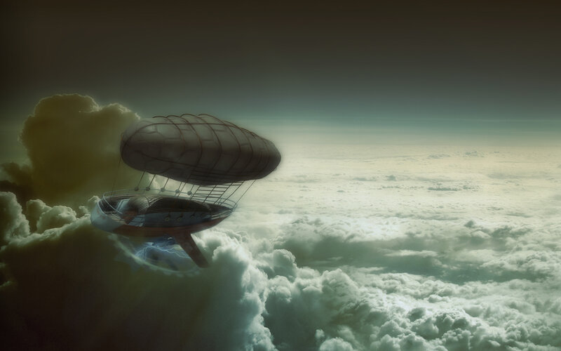 Airship Above Clouds — Gray