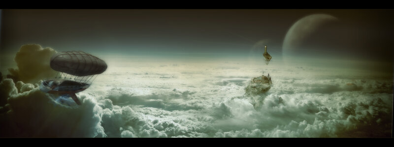 Airship Above Clouds — Green