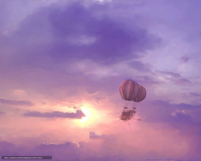 Airship at sunset